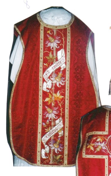 Red Roman Vestment - Embroidered in Honour of Holy Ghost